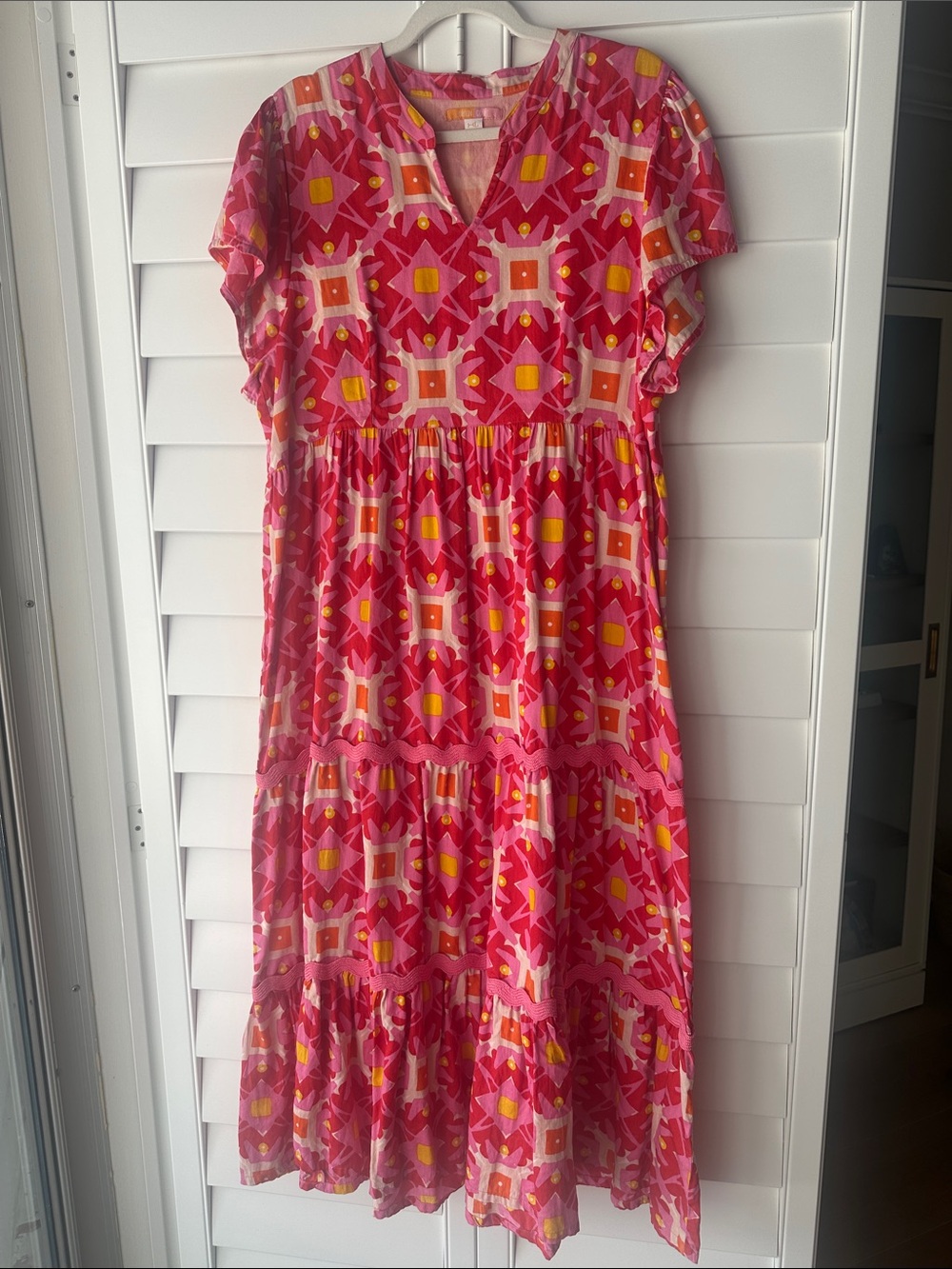 Briton Court tiered maxi dress with ric rac detail XL